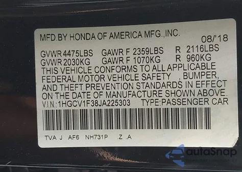 2022 Honda Accord Sport from USA, damaged, VIN 1HGCV1F34NA108596